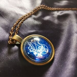 Doctor Who Gallifreyan bronze and indigo pendant necklace